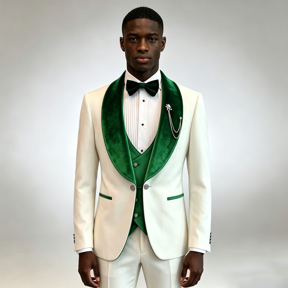 Men'S Grooming Set - Velvet Lapel Luxury Three Pieces Men