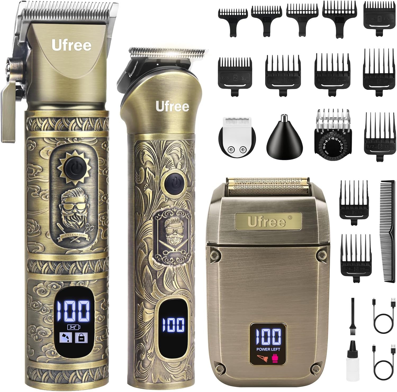 Mens Grooming Kit Gift Set - Beard Trimmer Hair Clippers for Men,