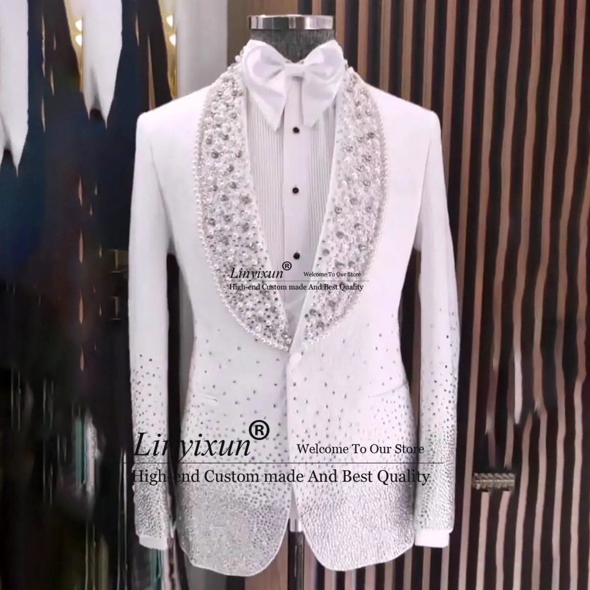 Men'S Grooming Set - Luxury Beaded Men Suits Shawl Lapel