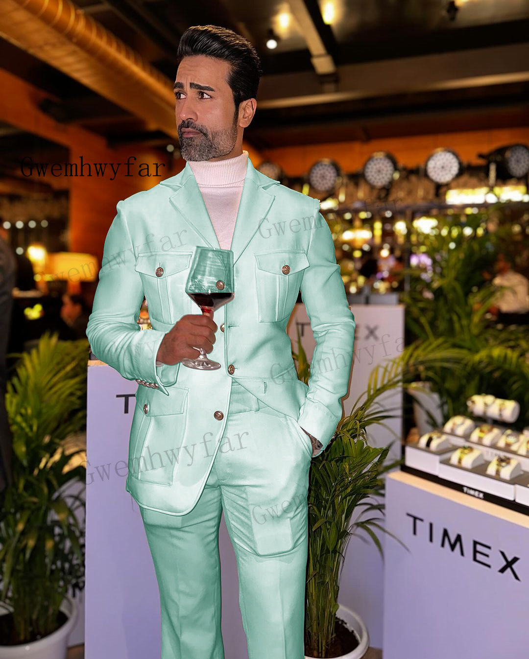 Men'S Grooming Set - Gwenhwyfar Mint Green Affrica Slim Fit