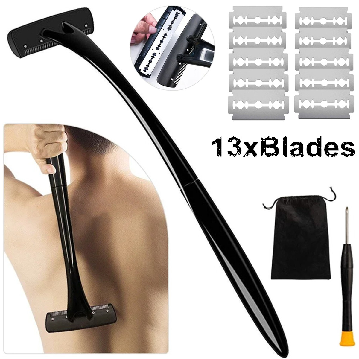 Men'S Grooming Hair Removal - Long Handle Back Shaver for Men,