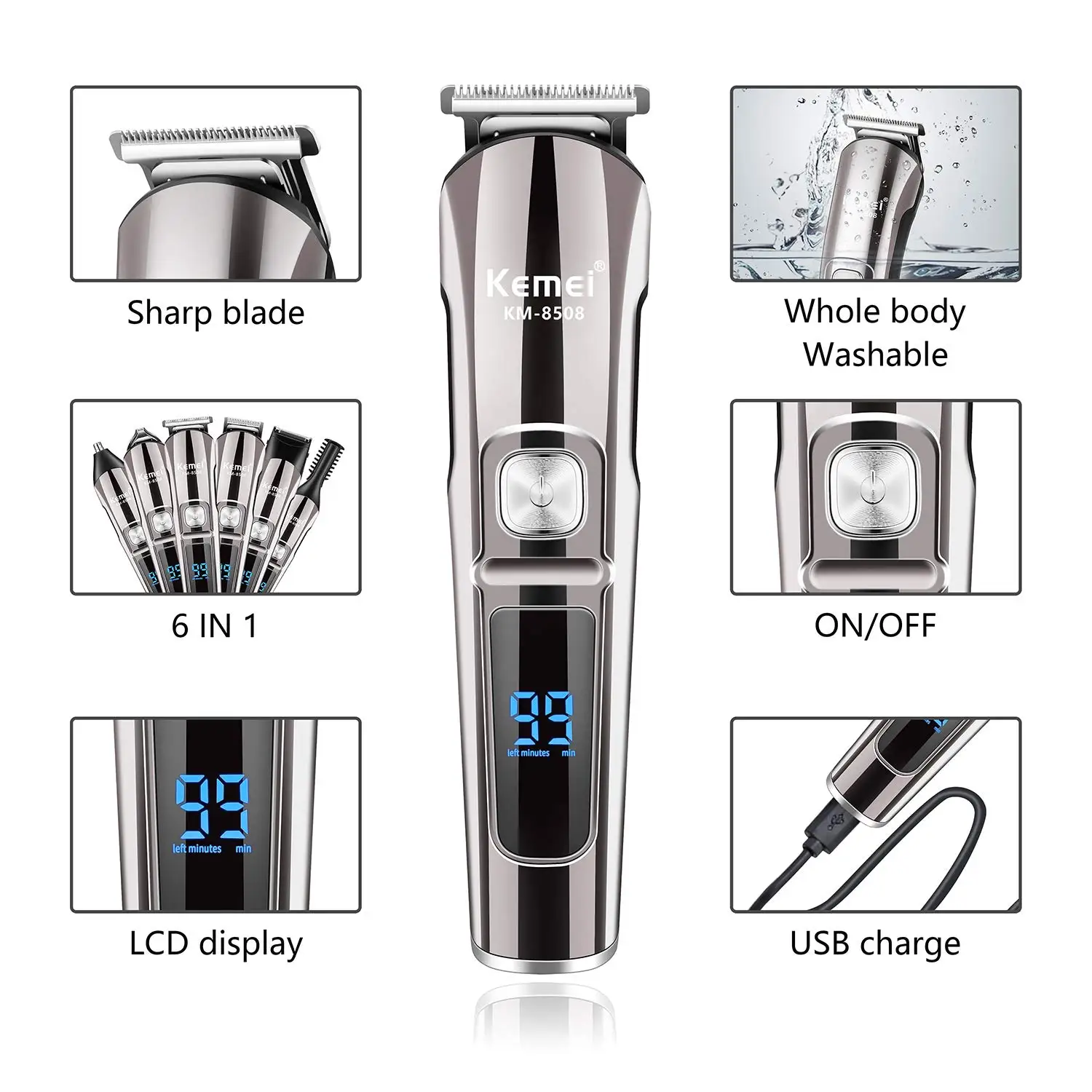 Kemei Professional Multifuncti - огляд і ціна Mens Grooming Box